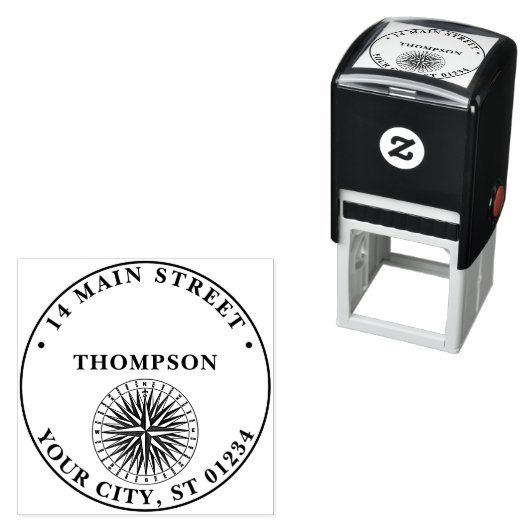  gestyliseerd compass-Roos Zelfinktende Stempel (In situ)