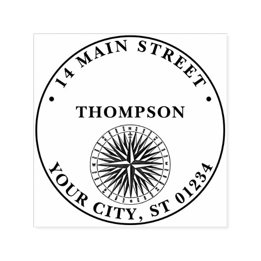 gestyliseerd compass-Roos Zelfinktende Stempel (Design)