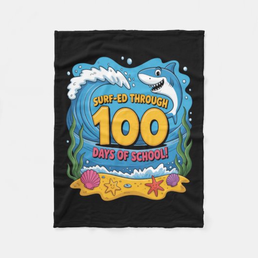 Gesurft door 100 dagen school leuke haai fleece deken (Voorkant)