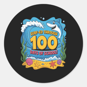 Gesurft door 100 dagen school leuke haai ronde sticker