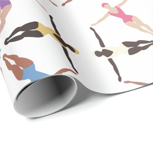 Gesynchroniseerde zwemmers cadeaupapier (Rol Hoek)