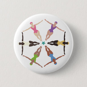 Gesynchroniseerde zwemmers ronde button 5,7 cm