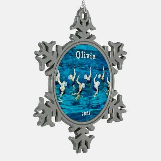 Gesynchroniseerde Zwemveiling Gift Tin Sneeuwvlok Ornament (Links)