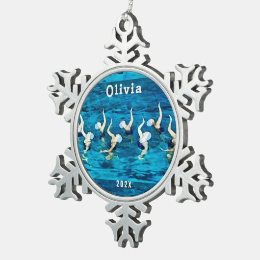 Gesynchroniseerde Zwemveiling Gift Tin Sneeuwvlok Ornament (Rechts)