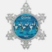 Gesynchroniseerde Zwemveiling Gift Tin Sneeuwvlok Ornament (Voorkant)