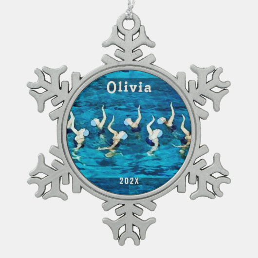 Gesynchroniseerde Zwemveiling Gift Tin Sneeuwvlok Ornament (Voorkant)