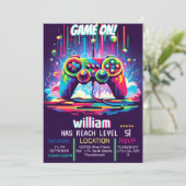 Get boys cool kinder gaming level up 5th birthday kaart (Staand voorkant)