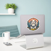 Get Crafty met Premium Wolf Sticker Design (Laptop op bureau)