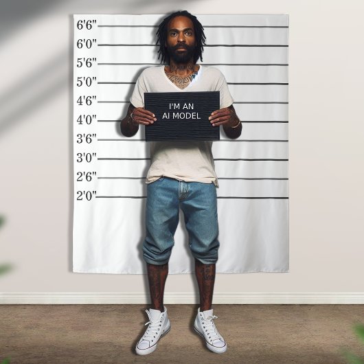 Get Criminal Grappige line-up mugshot fotocabine Wandkleed