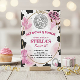 Get Down & Boogie Disco Cowgirl Sweet 16 Birthday Kaart