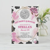 Get Down & Boogie Disco Cowgirl Sweet 16 Birthday Kaart (Staand voorkant)