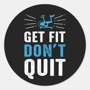 Get Fit Stop niet met draaien Fitness Quote - Blau Ronde Sticker
