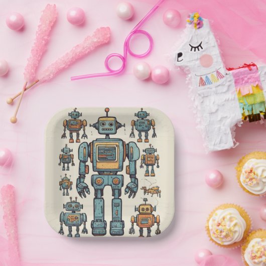 Get in Gear Robot Verjaardag - Grote Robot Papieren Bordje (Feest)