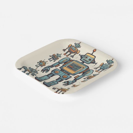 Get in Gear Robot Verjaardag - Grote Robot Papieren Bordje (Gebogen)