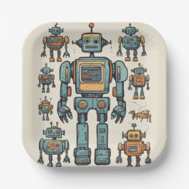 Get in Gear Robot Verjaardag - Grote Robot Papieren Bordje