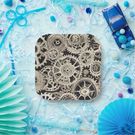 Get in Gear Robot Verjaardagsfeestje - Gears Papieren Bordje (Feest)