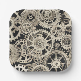 Get in Gear Robot Verjaardagsfeestje - Gears Papieren Bordje