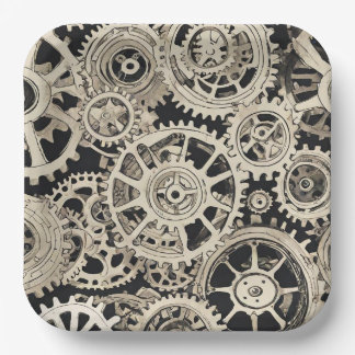 Get in Gear Robot Verjaardagsfeestje - Gears Papieren Bordje