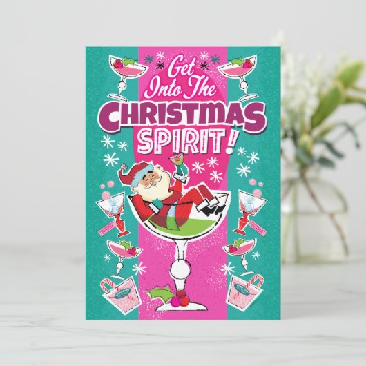 Get Into The Christmas Spirit Cocktail Party Kaart (Staand voorkant)