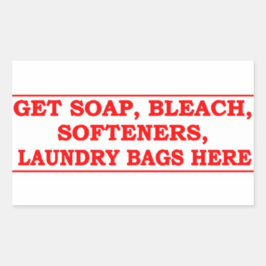 'Get Laundry Items Here' Laundromat Red Overlay Rechthoekige Sticker (Voorkant)