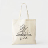 Get Lit Bloeiende Bloemen Boek Tote Bag (Voorkant)