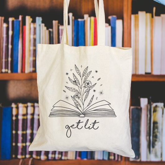 Get Lit Bloeiende Bloemen Boek Tote Bag