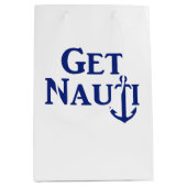 "GET NAUTI" — Nautical Medium Gift Bag Medium Cadeauzakje (Voorkant)