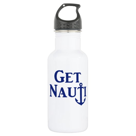 "GET NAUTI" - Nautical Stainless Steel Water Bottl Waterfles (Voorkant)