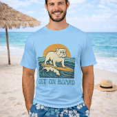 Get On Board Surfer Dog Retro Art -Bulldog Surfing T-shirt