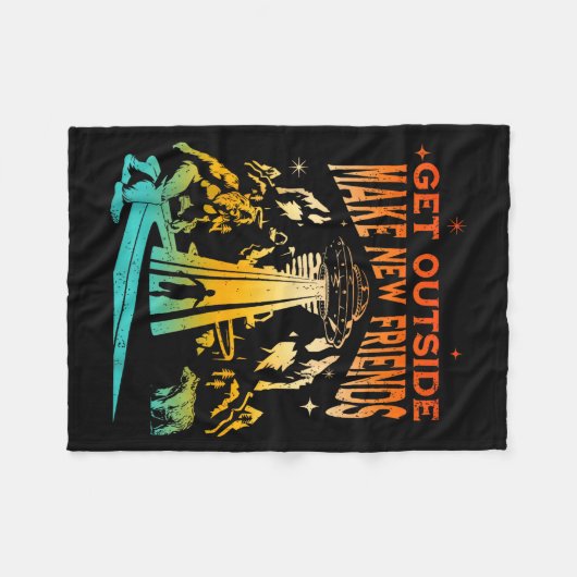 Get Outside Make New Friends Funny Apparel  Fleece Deken (Voorkant (Horizontaal))