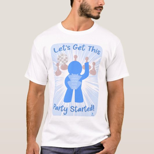 Get Party Started Gamer Grappige Meeple Slogan T-shirt (Voorkant)