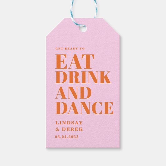 GET READY TO EAT DRINK AND DANCE! Wedding  Cadeaulabel (Voorkant)