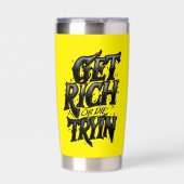 Get Rich or Die Tryin — Chrome Typography Motivati Geïsoleerde Drinkbeker (Voorkant)