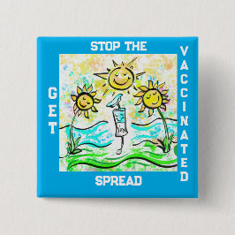 GET VACCINATED VIERKANTE BUTTON 5,1 CM