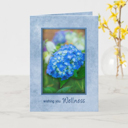 Get Well, Beautiful Blue Hydrangea in 3D Kaart (Gele Bloem)