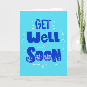Get Well Binnenkort Blauwgroen en Blauw Typografie Kaart