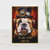 Get Well Binnenkort Britse Bulldog aangepaste naam Kaart (Voorkant)