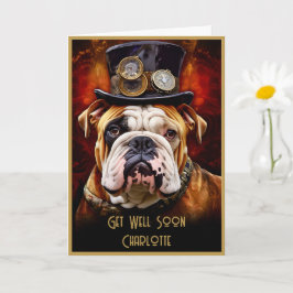 Get Well Binnenkort Britse Bulldog aangepaste naam Kaart