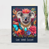 Get Well Binnenkort Kaart Aussie Koala Beer knuffe (Voorkant)