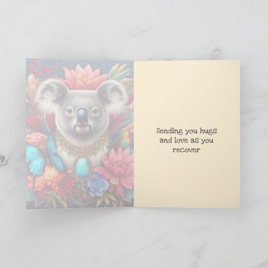 Get Well Binnenkort Kaart Aussie Koala Beer knuffe (Binnen)