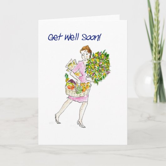 Get Well Binnenkort Kaart met fruit en bloemen (Voorkant)