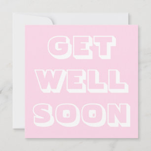 Get Well Binnenkort, lichtroze wit modern vet Kaart