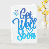 Get Well Binnenkort Modern Blauw en Chevron Typogr Kaart (Gele Bloem)