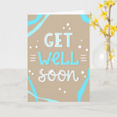 Get Well Binnenkort Modern Blauw en Tan Typografie Kaart (Gele Bloem)