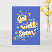 Get Well Binnenkort Moderne Blauwe en Gele Typogra Kaart (Gele Bloem)