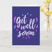 Get Well Binnenkort Moderne Blauwe en Witte Typogr Kaart (Gele Bloem)