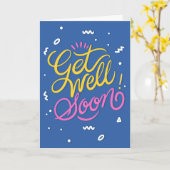 Get Well Binnenkort Moderne Gele en Roze Typografi Kaart (Gele Bloem)