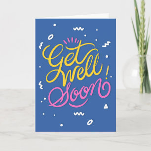 Get Well Binnenkort Moderne Gele en Roze Typografi Kaart