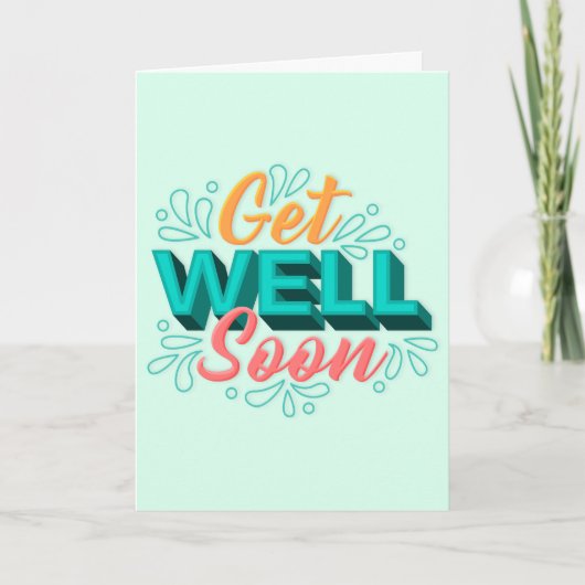 Get Well Binnenkort Moderne Groene en Gele Typogra Kaart (Voorkant)