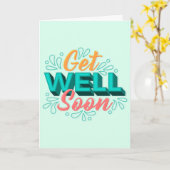 Get Well Binnenkort Moderne Groene en Gele Typogra Kaart (Gele Bloem)